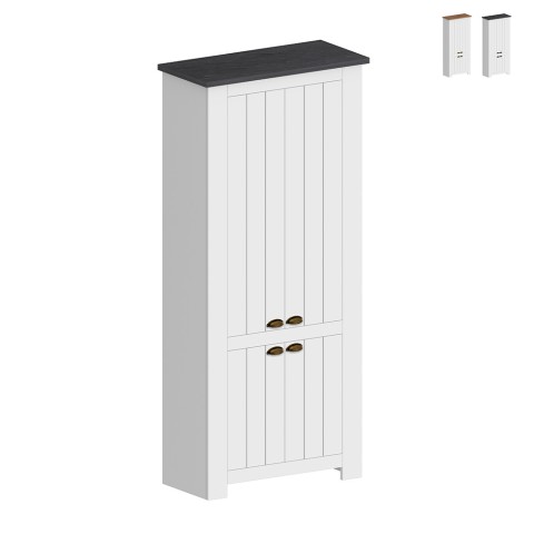 Skoopbevaringsskab med 2 døre til entré, 84x42x200 cm, klassisk hvid Hillrose. Kampagne