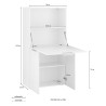 Pladsbesparende skrivebord 70x35 cm, foldbar hylde, skjult skab Layla Model