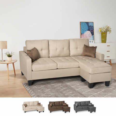 Moderne 3-personers sofa med 2 puder og chaiselong eller puf Remissus Kampagne