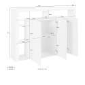 Credenza 3 dør moderne boghylde med glashylder 150x40x100cm Allen Omkostninger