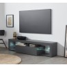 Moderne TV-bord til stuen med hylder i glas og klaplåge 160cm Helix Tilbud