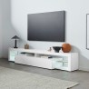 Moderne TV-bord til stuen med hylder i glas og klaplåge 200cm Mirads Tilbud