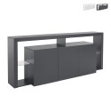 Moderne skænk med 3 låger 200x40x80cm, glashylder, Pibrac Kampagne