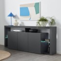 Moderne skænk med 3 låger 200x40x80cm, glashylder, Pibrac Tilbud