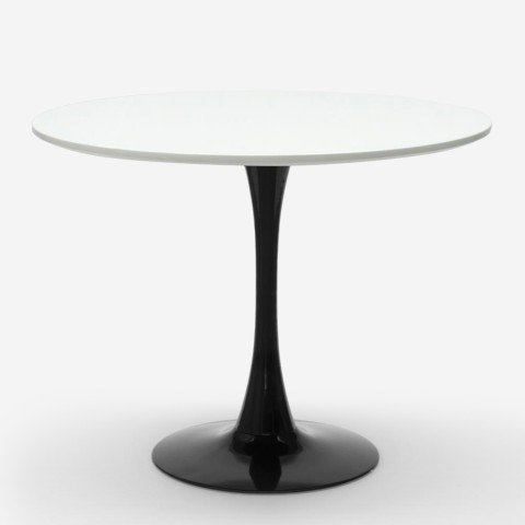 Rundt spisebord 80cm i moderne Tulip-stil i hvid og sort Jasmine Kampagne