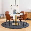 Rundt bord 80cm med guld og marmoreffekt i klassisk stil Monika På Tilbud