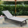 Sæt af 4 justerbare solsenge i aluminium med hjul til have terrasse og pool Rimini Udsalg