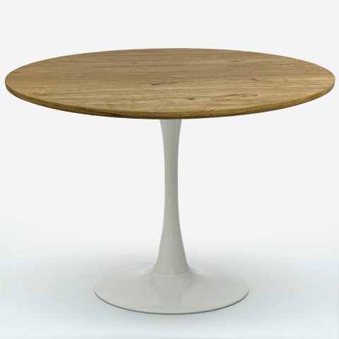 Rundt spisebord i Tulip-stil 120cm i hvid og træ Redwood+ Kampagne