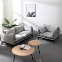 Sæt med moderne 2-personers sofa og lænestol i gråt stof Hannover På Tilbud