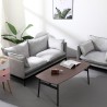 Sæt med moderne 2-personers sofa og lænestol i gråt stof Hannover Rabatter