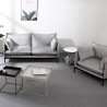 Sæt med moderne 2-personers sofa og lænestol i gråt stof Hannover Udvalg