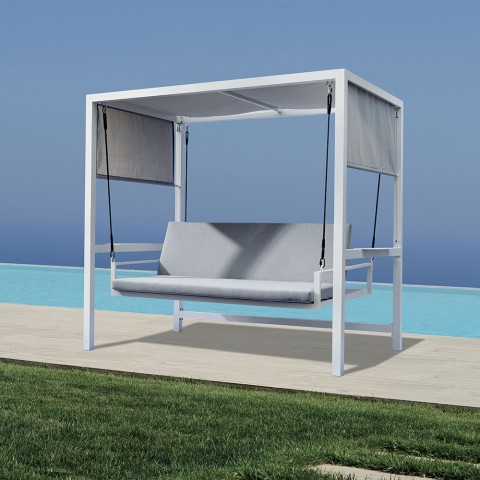 Hængesofa til haven med 3 siddepladser og skygge i aluminium Mirage Kampagne