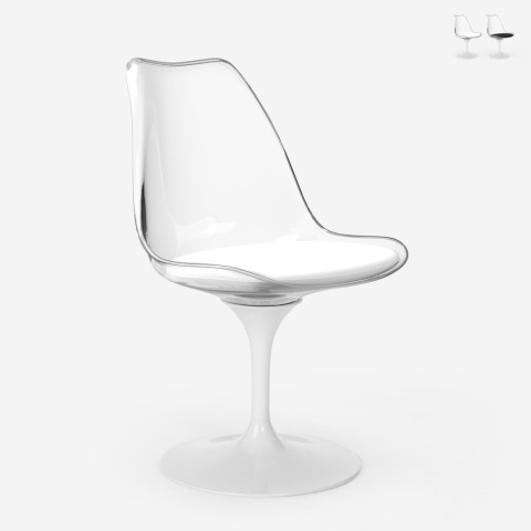 Tulip stol i gennemsigtig moderne design med pude Lupas Light Kampagne