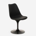 Sæt med rundt bord 120cm i sort og 4 gennemsigtig stole i Tulip stil Almat+ Mål