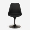 Sæt med rundt bord 120cm i sort og 4 gennemsigtig stole i Tulip stil Almat+ Pris