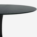 Sæt med rundt bord 120cm i sort og 4 gennemsigtig stole i Tulip stil Almat+ 
