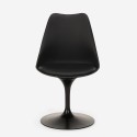 Sæt med 4 Tulip stole og rundt bord 120cm med marmor effekt i hvid og sort Lapis+ Mål
