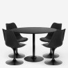 Sæt med 4 Tulip stole og rundt bord 120cm i sort Haki+ Udvalg