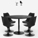 Sæt med 4 Tulip stole og rundt bord 120cm i sort Haki+ På Tilbud