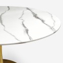 Sæt med rundt Tulip bord 80cm i guld og marmor effekt og 2 stole i hvid Saidu 