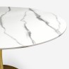 Sæt med 4 hvide Tulip stole og rundt bord 120cm i guld og marmor effekt Saidu+ 