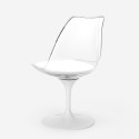 Sæt med rundt bord 80cm i marmoreffekt og 2 gennemsigtige hvide Tulip stole Vixan Model