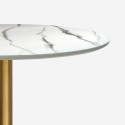 Sæt med rundt bord 80cm i marmoreffekt og 2 gennemsigtige hvide Tulip stole Vixan 