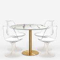 Sæt med rundt bord 120cm i guld og marmor effekt og 4 Tulip stole Vixan+ Udvalg