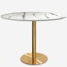 Sæt med rundt bord 120cm i guld og marmor effekt og 4 Tulip stole Vixan+ Billig