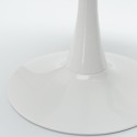 Sæt med 4 gennemsigtige stole i Tulip stil og rundt bord i træ 120cm hvid Meis+ 