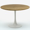 Sæt med 4 gennemsigtige stole i Tulip stil og rundt bord i træ 120cm hvid Meis+ Billig