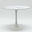 Sæt med rundt bord 80cm marmoreffekt og 2 Tulip stole hvid sort Liwat Køb
