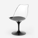Sæt med 4 Tulip stole og rundt bord 120cm i sort hvid marmoreffekt Liwat+ Model