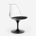 Sæt med 4 Tulip stole og rundt bord 120cm i sort hvid marmoreffekt Liwat+ Mængderabat