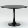 Sæt med 4 Tulip stole og rundt bord 120cm i sort hvid marmoreffekt Liwat+ Billig