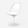 Sæt med 2 gennemsigtige Tulip stole og rundt bord 60cm hvid sort Nuit Billig