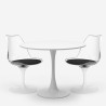 Sæt med rundt bord 70cm og 2 Tulip stole i hvid og sort Seriq Model