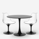 Sæt med 2 gennemsigtige stole og rundt Tulip bord 80cm hvid sort Raxos Model