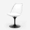 Sæt med 2 gennemsigtige stole og rundt Tulip bord 80cm hvid sort Raxos Billig
