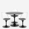 Sæt med rundt Tulip bord 90cm hvid sort og 3 gennemsigtige stole Wasen Model