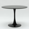 Sæt med rundt Tulip bord 90cm hvid sort og 3 gennemsigtige stole Wasen 