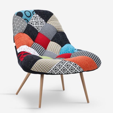 Lænestol med farverigt patchwork i skandinavisk stil Nevada Kampagne