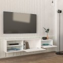 Vægmonteret TV-møbel i hvid med 2 låger 160x30x33cm til stue Dione Rabatter