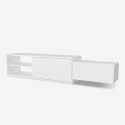 Vægmonteret TV-møbel i hvid med 2 låger 160x30x33cm til stue Dione På Tilbud