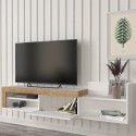 Moderne vægmonteret TV-møbel med låge og hylder 180x32x42cm Trella Pris