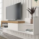 Moderne vægmonteret TV-møbel med låge og hylder 180x32x42cm Trella Omkostninger