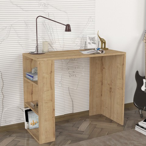 Skrivebord i træ med 3 hylder 90x40x74cm til moderne kontor Netenya Kampagne