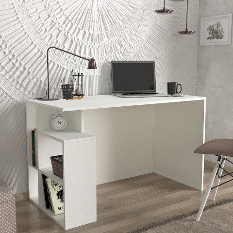 Skrivebord i hvid med hylder 120x60x74cm til moderne kontor Labran Kampagne