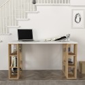 Skrivebord med 6 hylder i hvid træ  140x60x75cm til kontor Leonardo Rabatter