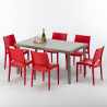 Marion beige havebord sæt: 6 udvalgte farvet stole og 150x90 cm bord På Tilbud